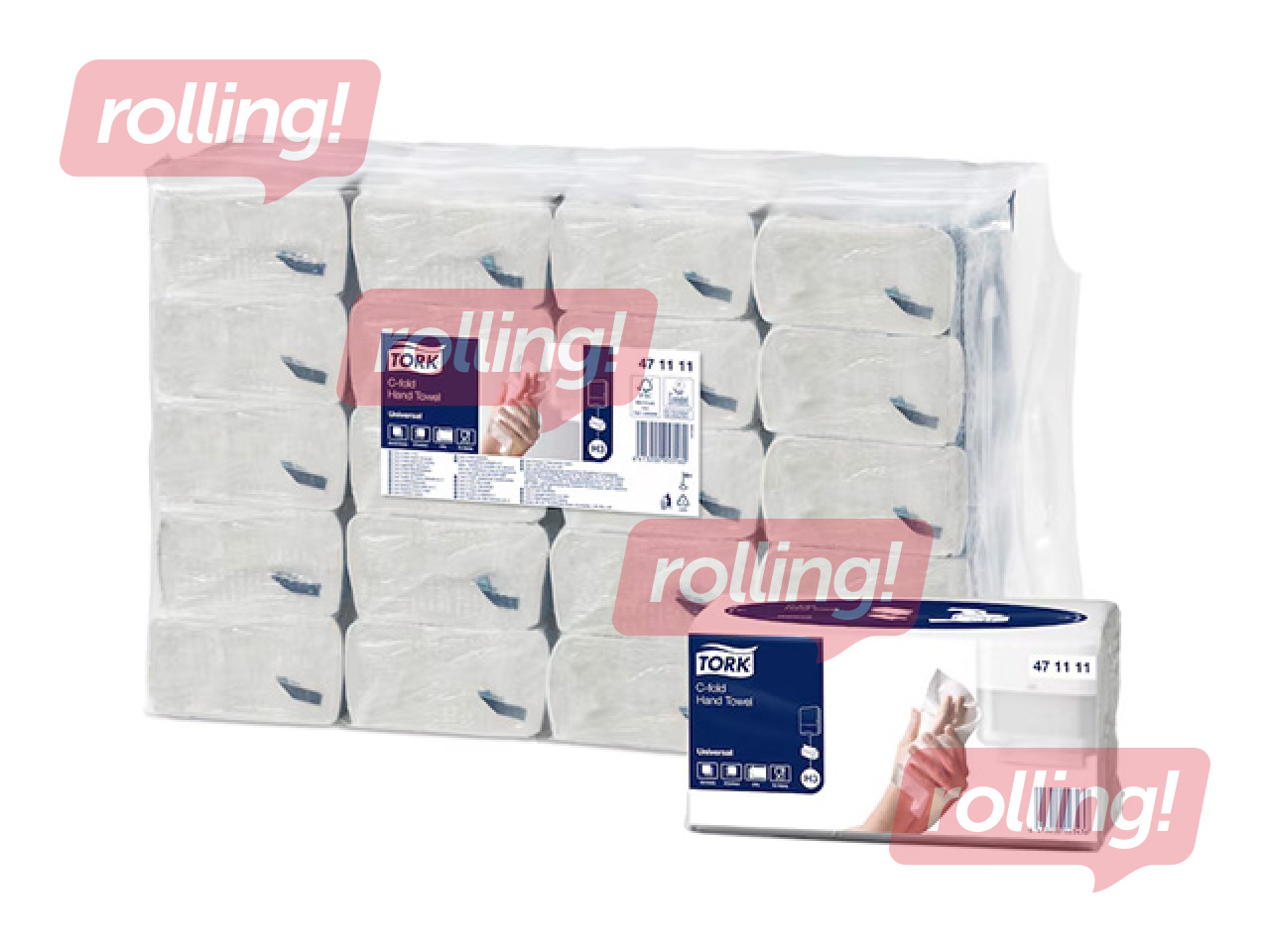 Papīra dvieļi Tork Universal, H3, C-fold, dabiski balti, 2 slāņi, 120 loksnes, 20 paciņas