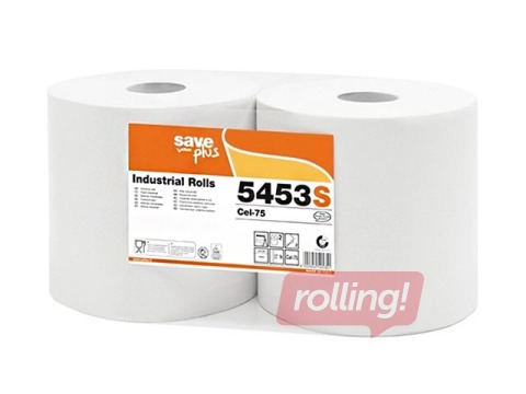Industriālais papīrs Celtex Save Plus, 2 slāņi, balts, 280m, 2 ruļļi