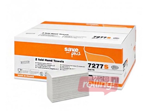 Papīra dvieļi Celtex Save Plus, Z2 (šaurās 8cm), baltas, 2 slāņi, 120 loksnes, 25 paciņas