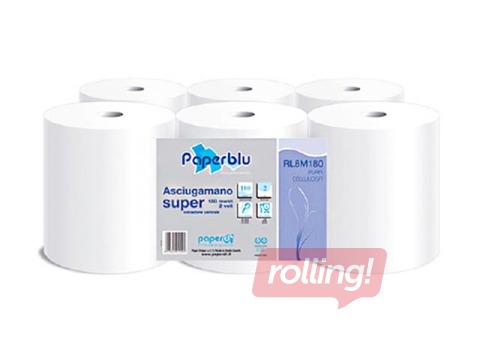 Papīra dvieļi Paperblu Centerfeed, 2 slāņi, 180m, 6 ruļļi