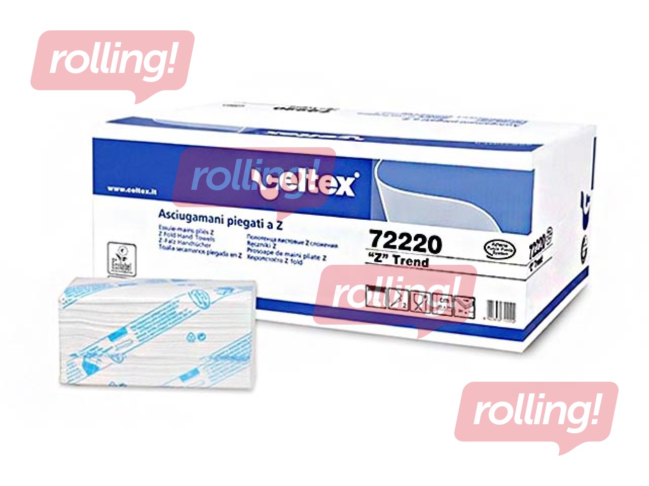 Салфетки для рук Celtex Trend Z2 (узкие 8cm), 25 пачек, 2 сл, белые