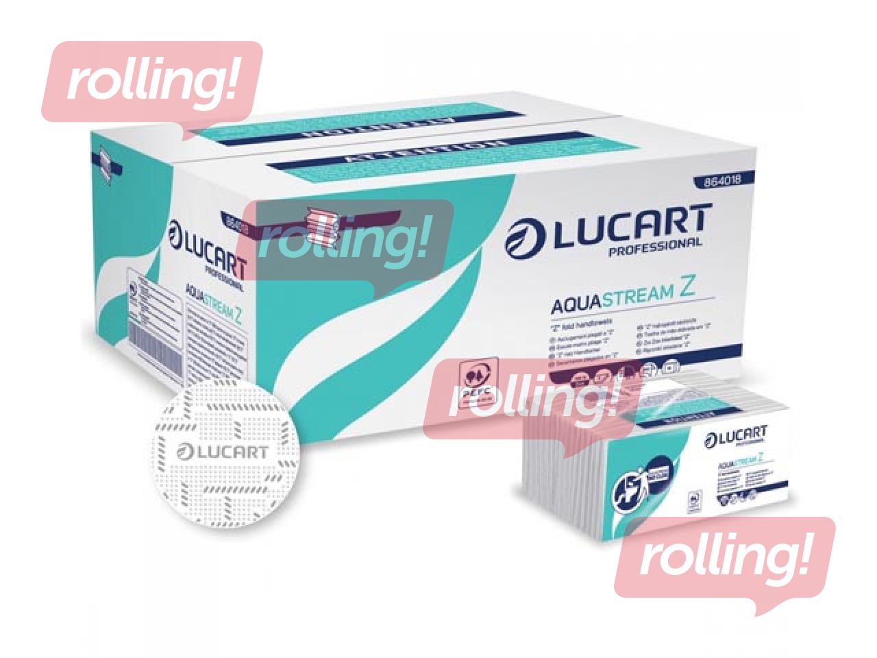 Papīra dvieļi Lucart AquaStream, Z-locījums, ātri šķīstoši, balti, šaurie 9.5 cm, 2 slāņi, 24