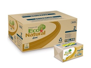 Papīra dvieļi Lucart Eco Natural, Z-Fold, šaurie, brūni, 2 slāņi, 220 loksnes, 18 paciņas