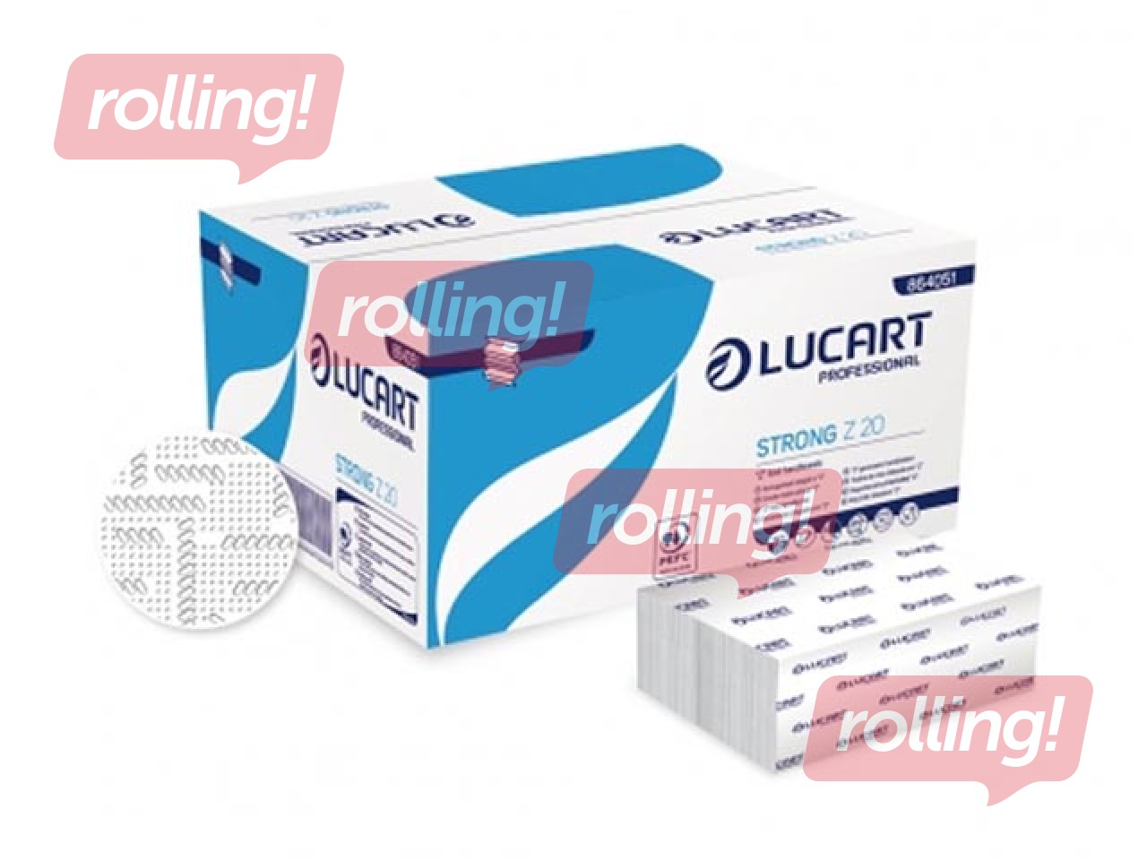 Papīra dvieļi Lucart Strong Z, balti, 2 slāņi, 200 loksnes, 15 paciņas