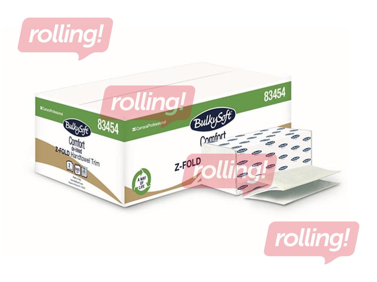 Papīra dvieļi Bulkysoft Comfort Z (šaurie), balti, 2 slāņi, 150 loksnes, 25 paciņas