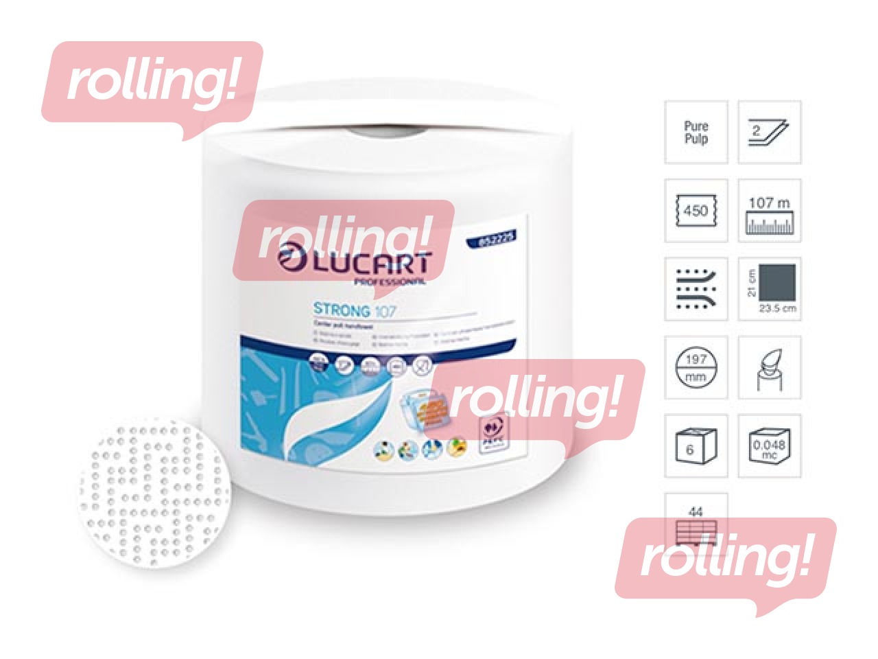 Paper towel Lucart Strong 107 Joint, 2 plies, white + GIFT! Buy paper towels and receive a gift!