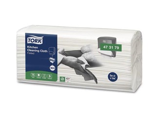 Нетканые кухонные салфетки Tork, W4, белые, 1 слой, 75 шт.