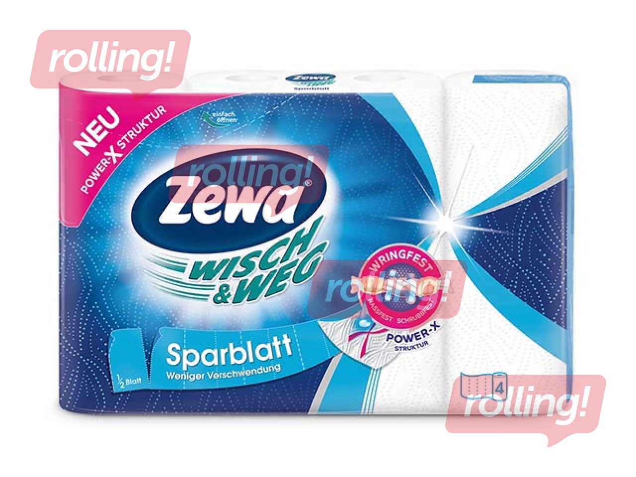 Papīra dvieļi Zewa Wisch & Weg Sparblatt, 2 slāņi, 10.2m, 4 ruļļi 