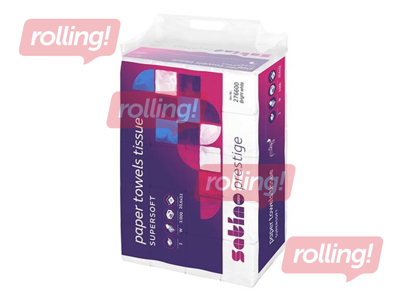 Papīra dvieļi Satino Prestige, W-locījums, 2 slāņi, 120 loksnes, 25 pacinas