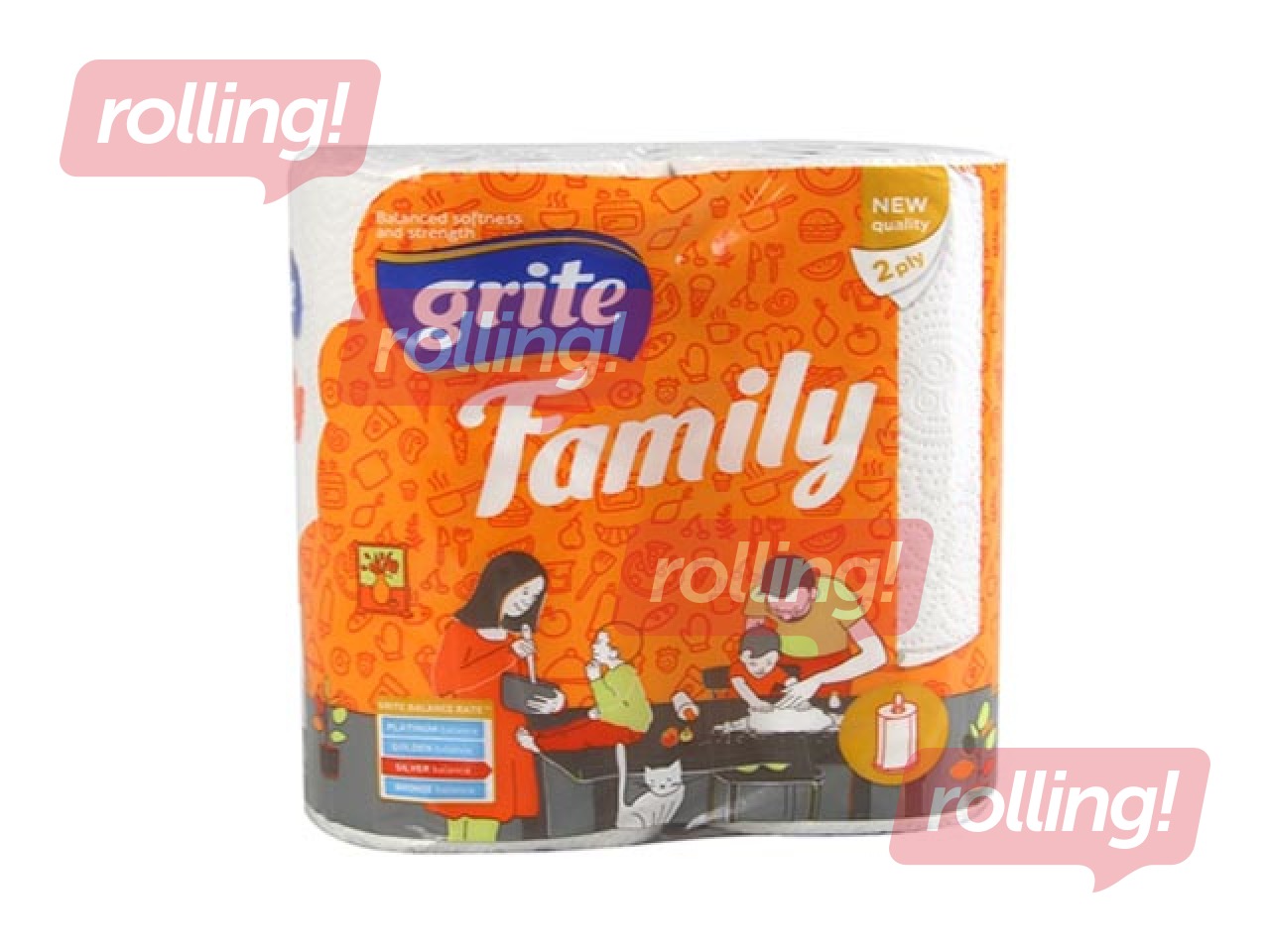 Paberrätik Family2, 2 rulli, 2 kihti, valge