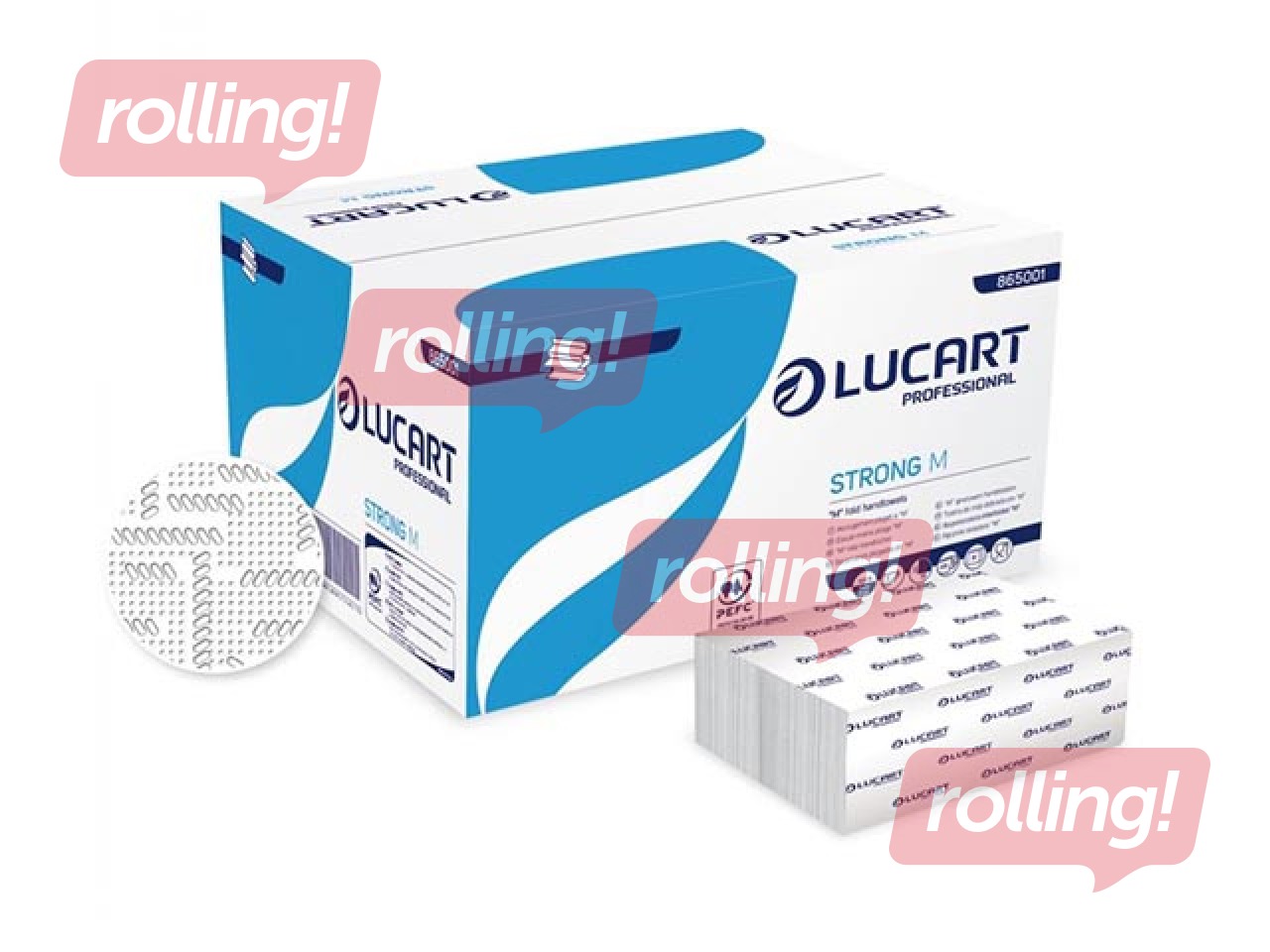 Papīra dvieļi Lucart Strong M, balti, 2 slāņi, 125 loksnes, 15 paciņas