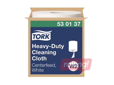 Industriālais papīrs Tork Heavy Duty Cleaning, bezpūku, 1 slānis, balts, 106.4m, 1 rullis