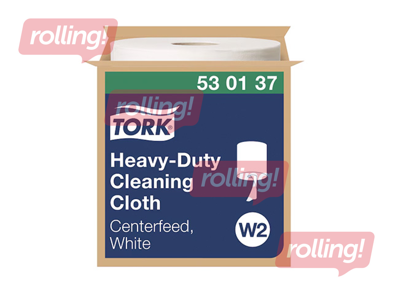 Industriālais papīrs Tork Heavy Duty Cleaning, bezpūku, 1 slānis, balts, 106.4m, 1 rullis
