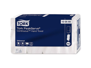 Paberikäterätikud lehtedena Tork Universal, PeakServe Continuous, H5, 1-kiht, 410 lehte, 12 pakk
