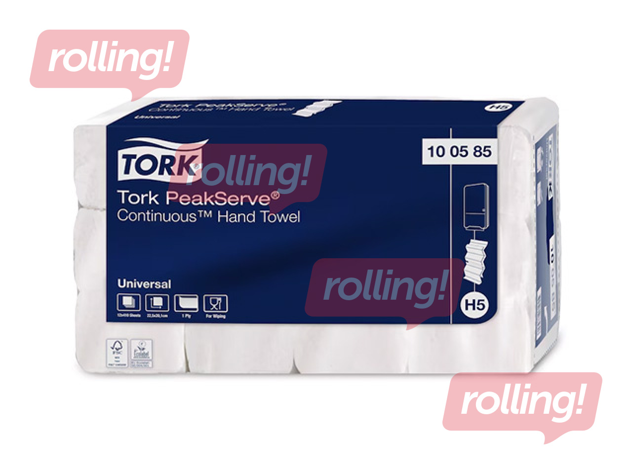 Paberikäterätikud lehtedena Tork Universal, PeakServe Continuous, H5, 1-kiht, 410 lehte, 12 pakk