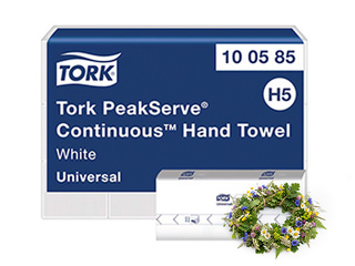 Paper towels in sheets Tork Universal, PeakServe Continuous, H5, 1 ply, 410 sheets, 12 packs, whit