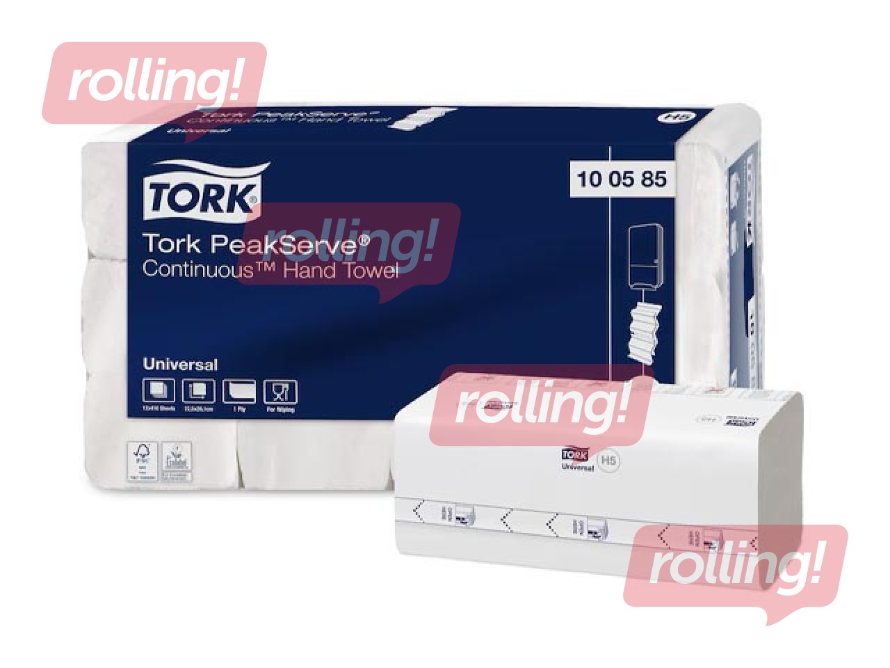 Papīra dvieļi Tork Universal PeakServe Continuous, H5, balti, 1 slānis, 410 loksnes, 12 paciņas