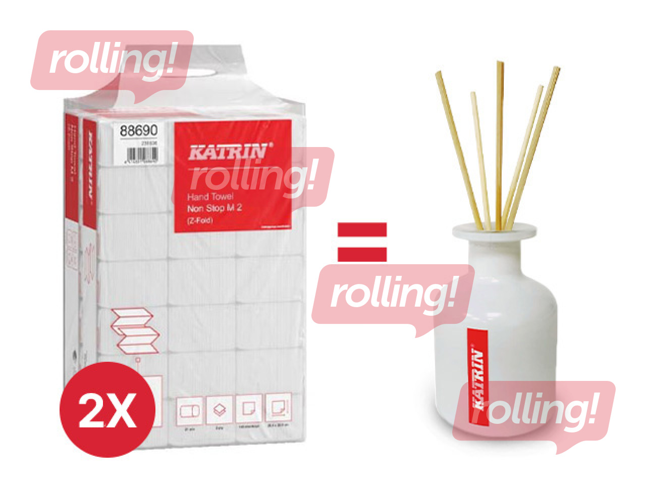 Papīra dvieļi Katrin, Non Stop, Z-fold, M2, balti, 2 slāņi, 140 loksnes, 21 pac.