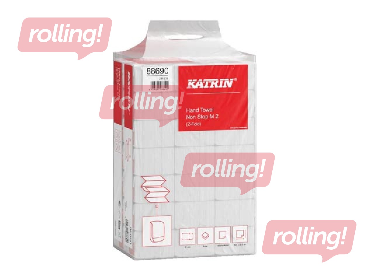 Papīra dvieļi Katrin, Non Stop, Z-fold, M2, balti, 2 slāņi, 140 loksnes, 21 pac.