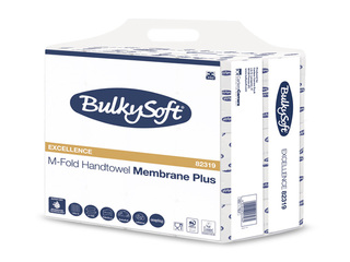Papīra dvieļi Bulkysoft Membrane Plus, W-fold, H2, balti, 3 kārtas, 120 loksnes, 15 paciņas