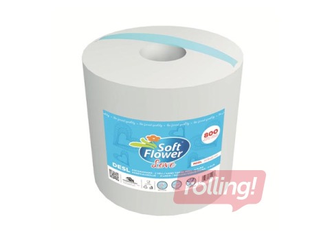 Papīra dvieļi Love Soft Flower, 800 loksnes, 2 slāņi, 270m, 1 rullis