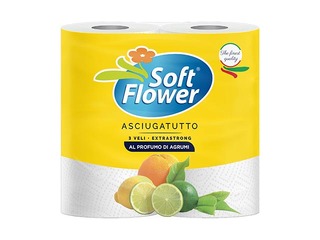 Soft Flower paper towels, perfumed, 2 rolls, 3-ply, 140 sheets