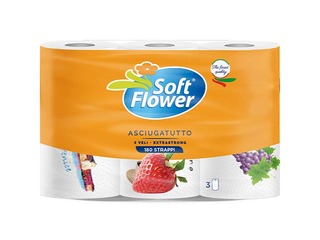 Soft Flower paberrätikud, 3 rulli, 3 kihti, 150 lehte
