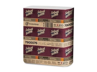 Paberist käterätikud Selpak, Pro Extra, Z-fold, H2, valged, 200 lehte, 2-kihilised, 12 pakki