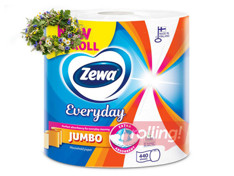 Papīra dvieļi Zewa Everyday Jumbo XXL, 440 loksnes, 2 slāņi, 79.2m, 1 rullis +Līgo dāvana!