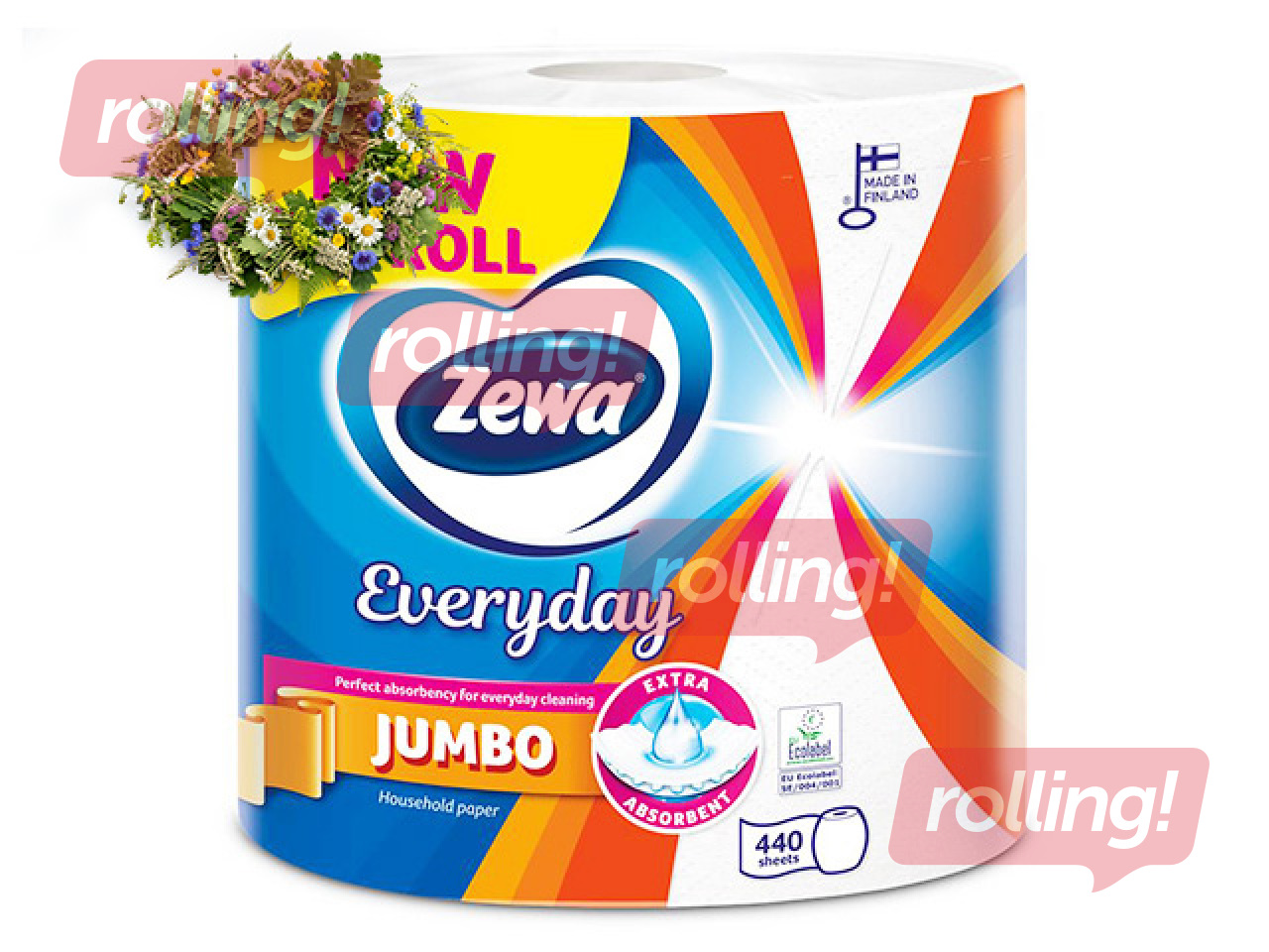 Papīra dvieļi Zewa Everyday Jumbo XXL, 440 loksnes, 2 slāņi, 79.2m, 1 rullis +Līgo dāvana!