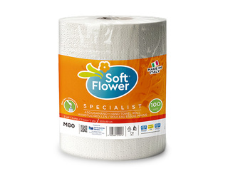 Индустриальная бумага Soft Flower, белая, 1 рулон, 2 слоя, 333 листа