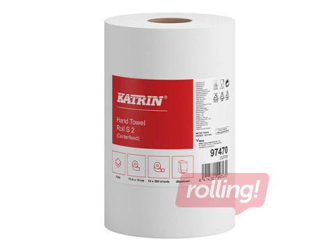Бумажные полотенца Katrin Centrefeed S2, 12 рулонов, 2 слоя, белые