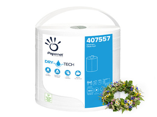 Industrial towel Papernet Dry Tech perforated, white, 2-ply, 152m, 400 sheets +Midsummer gift!