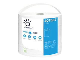 Industriālais dvielis Papernet Dry Tech ar perforāciju, balts, 2K, 152m, 400 loksnes