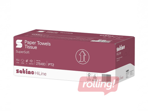 Papīra dvieļi Satino HiLine, Z-locījums, 2 slāņi, 150 loksnes, 25 paciņas