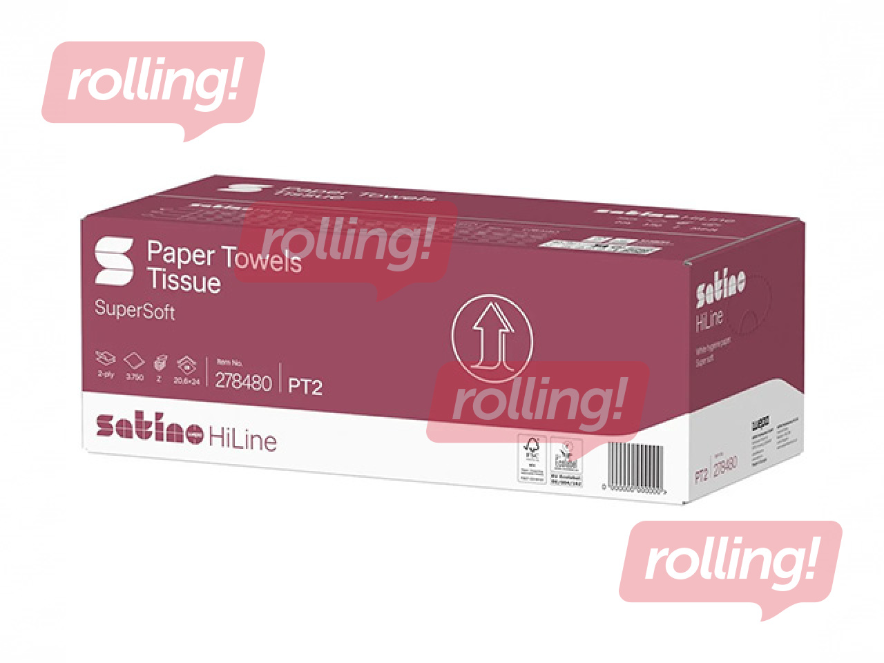 Papīra dvieļi Satino HiLine, Z-locījums, 2 slāņi, 150 loksnes, 25 paciņas
