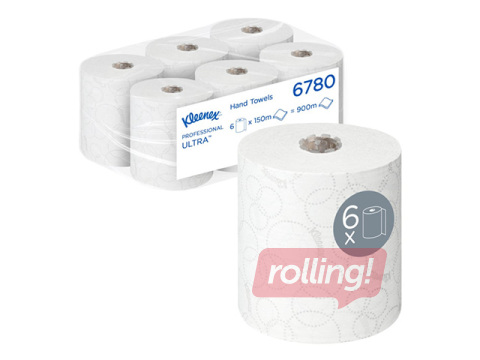 Papīra dvieļi Kleenex Ultra, 150m, 6 ruļļi, 2 slāņi, balti