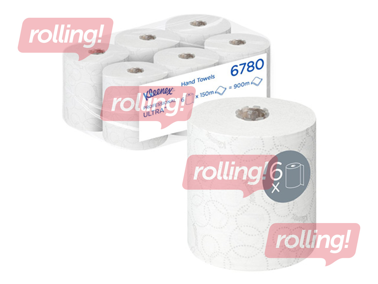 Papīra dvieļi Kleenex Ultra, 150m, 6 ruļļi, 2 slāņi, balti