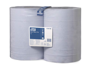 Industriālais papīrs Tork Basic, 2 slāņi, zils, 340m, 2 ruļļi