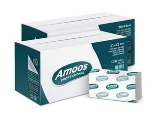 Papīra dvieļi Amoos, V-locījums, H3, balta, 2 slāņi, 160 loksnes, 20 paciņas