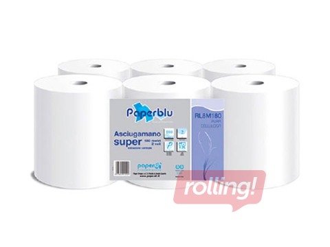 Papīra dvieļi Paperblue, 2 slāņi, 95m, 6 ruļļi