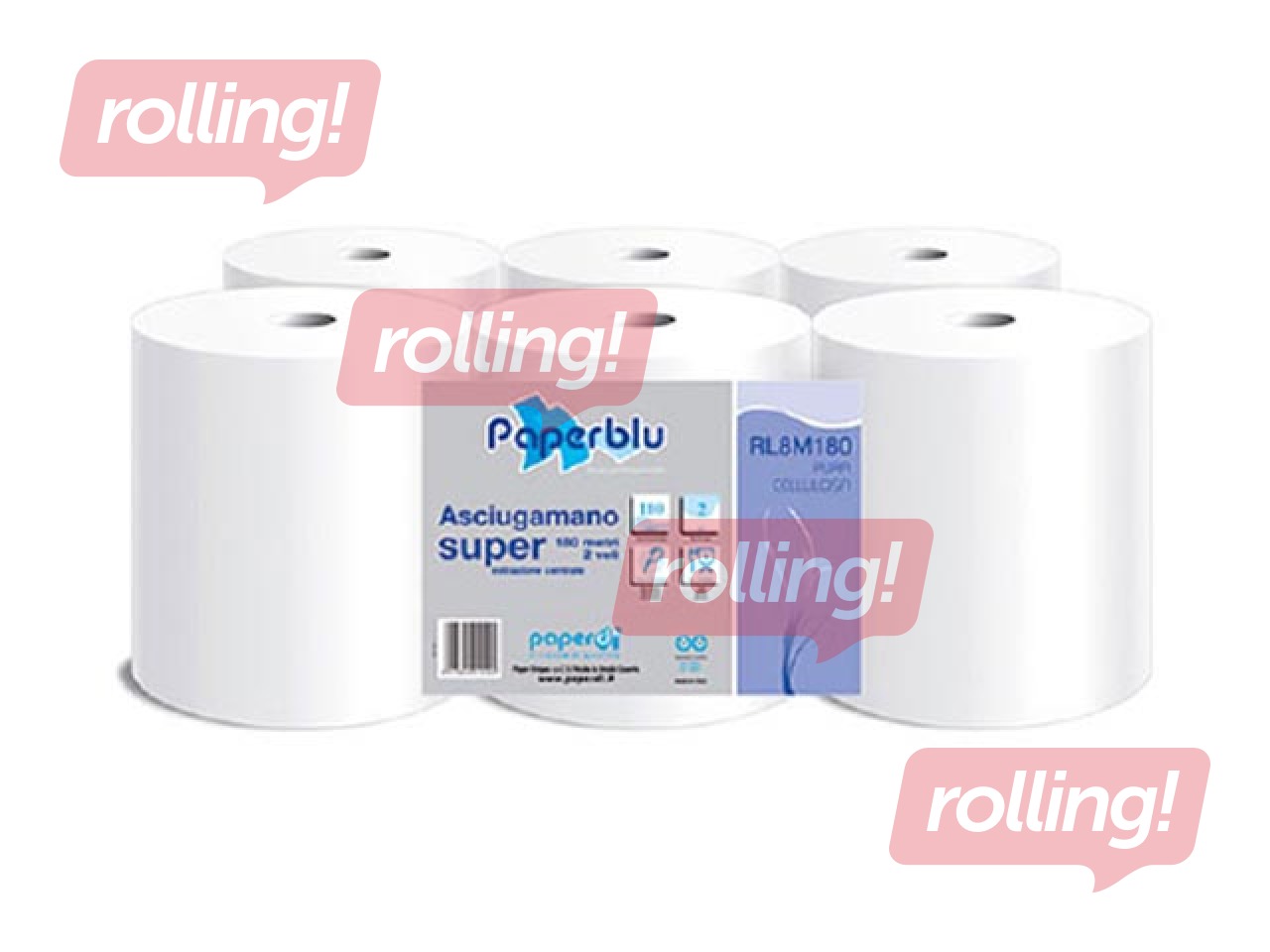 Papīra dvieļi Paperblue, 2 slāņi, 95m, 6 ruļļi