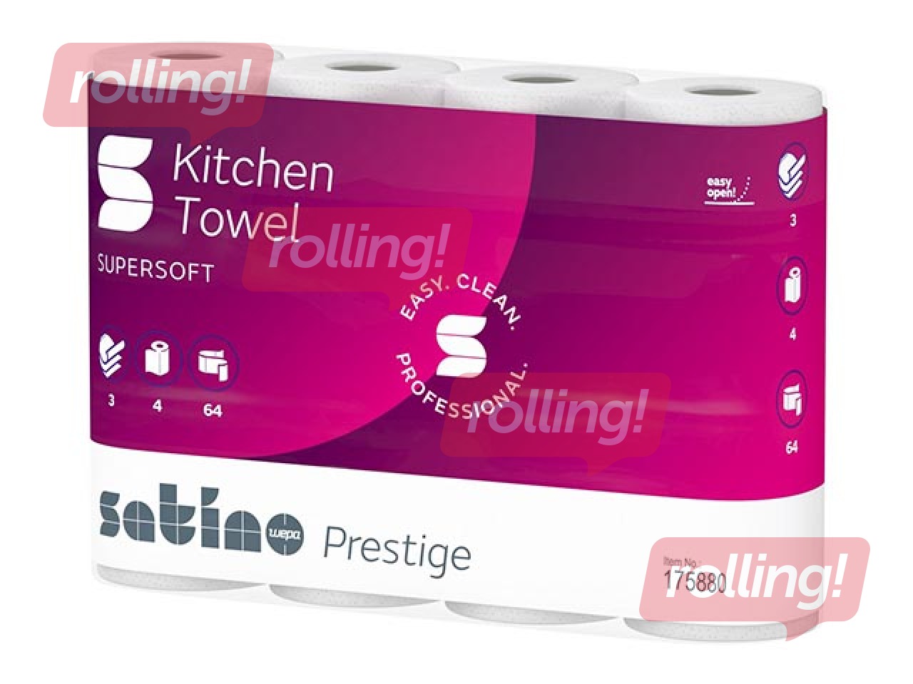 Бумажные полотенца Satino Prestige, 4 рулона, 3 слоя, белые