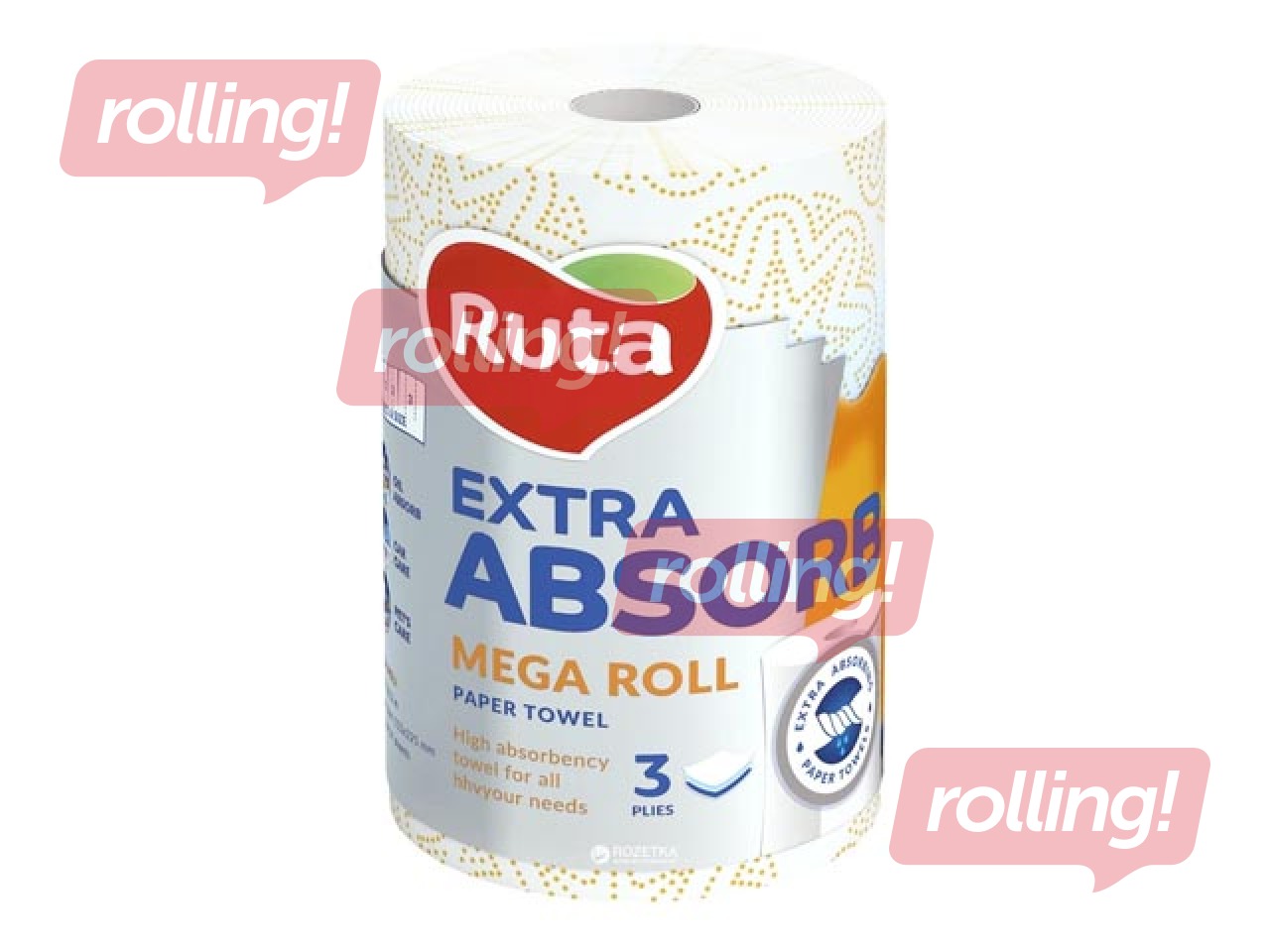 Papīra dvieļi Ruta Selecta Mega roll, 3 slāņi, 20m, 1 rullis