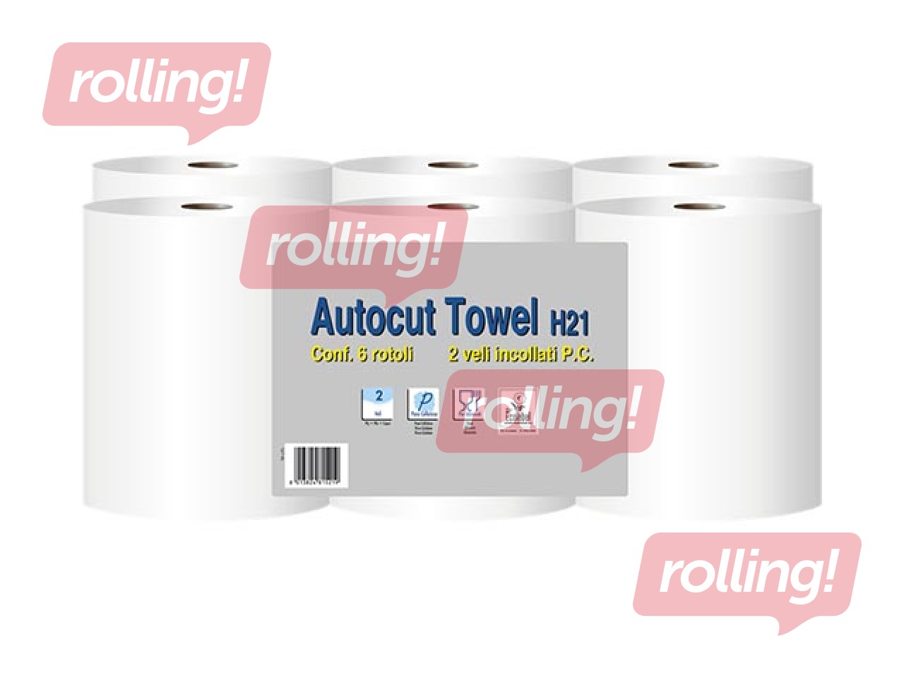 Papīra dvieļi Autocut, 2 slāņi, 130m, 6 ruļļi