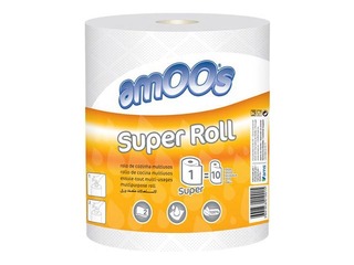 Papīra dvieļi Amoos Super Roll, 280 loksnes, 2 slāņi, 70m, 1 rullis