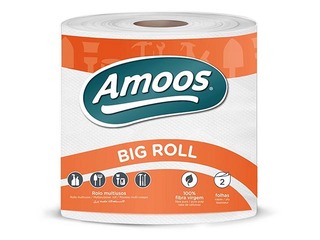 Papīra dvieļi Amoos Big Roll, 364 loksnes, 2 slāņi, 91m, 1 rullis