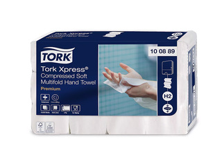 Papīra dvieļi Tork Xpress Premium, H2, balti, 2 slāņi, 225 loksnes, 12 paciņas