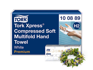 Papīra dvieļi Tork Xpress Premium, H2, balti, 2 slāņi, 225 loksnes, 12 paciņas +Līgo dāvana!