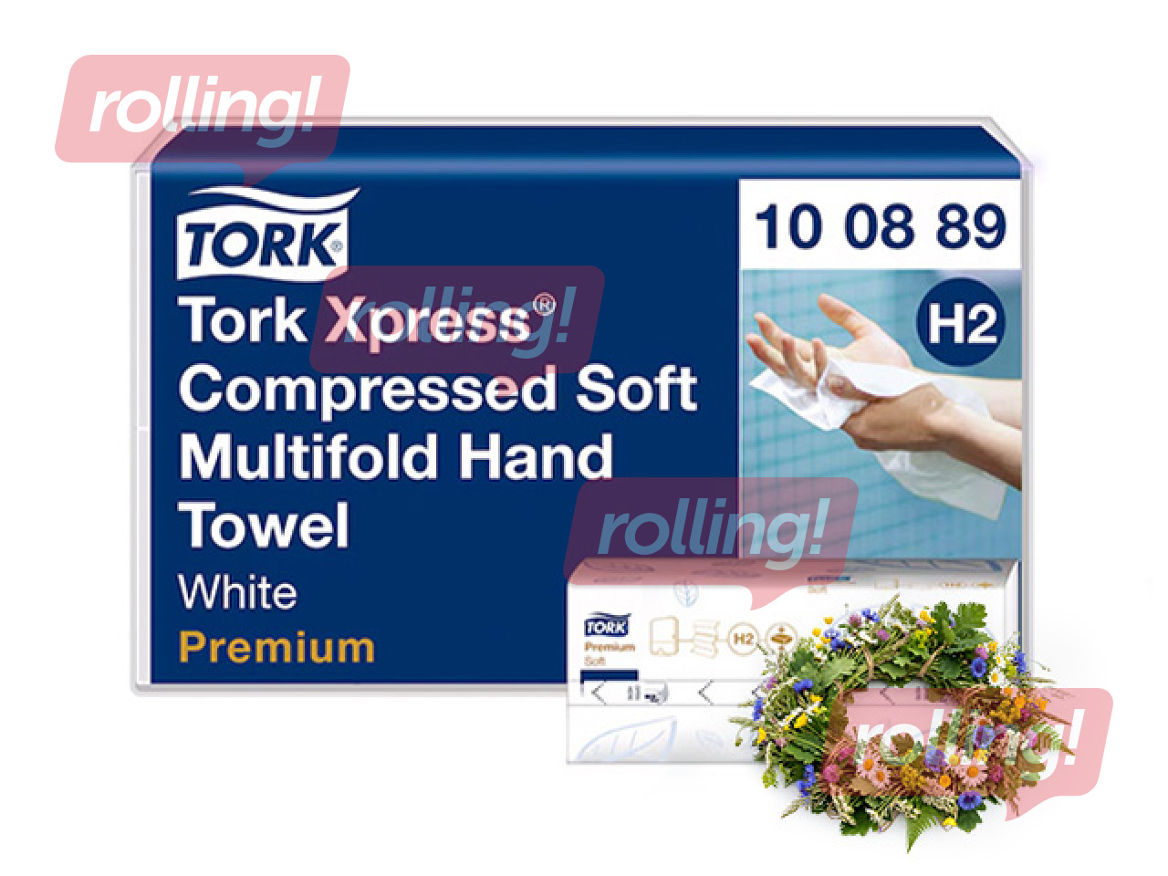 Papīra dvieļi Tork Xpress Premium, H2, balti, 2 slāņi, 225 loksnes, 12 paciņas +Līgo dāvana!